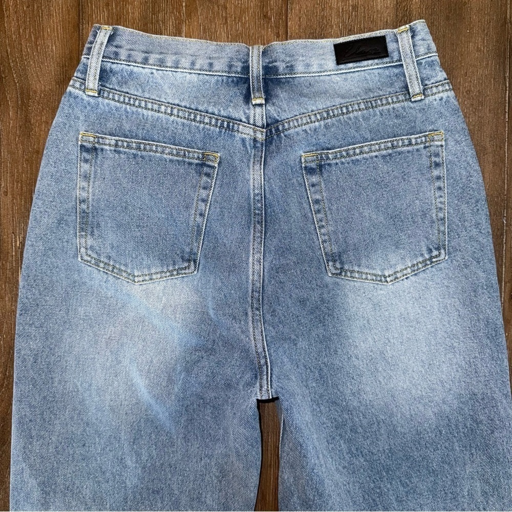 Elan High Rise Jeans Tapered S 24 25 Crossover Waist 90s Ankle Straight Leg Crop - Picture 8 of 11